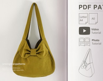 Ribbon Hobo Bag sewing Pattern | Easy Hobo Bag sewing pattern | Shoulder Bag sewing pattern | Woven Sewing pattern | Instant Download