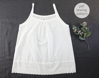 Easy to Sew Women's Slip PDF Pattern | Gathering Detail Underwear | Comfortable Camisole Sleepwear | 3-in-1 Length | Beginner Sewing Pattern