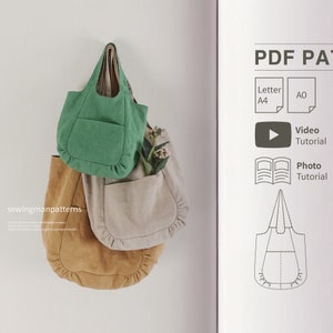Easy Pattern | Shoulder Bag PDF Sewing pattern | Tote Bag Sewing Pattern | Double Sided Bag | Beginner Sewing | Instant Download Pattern DIY