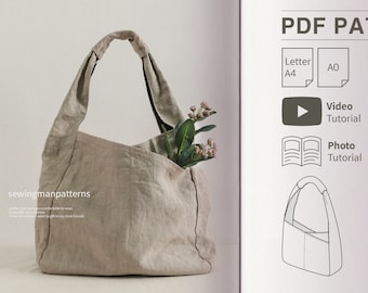 Hobo Bag einfach gemustert | Schultertasche Schnittmuster | Doppelseitige Hobo-Tasche Schnittmuster | Anfänger Nähen | Instant Download Nähanleitung