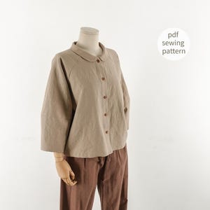 Eenvoudig patroon | Naaipatroon raglanblouse voor dames | Naaipatroon blouse met ballonmouwen | Naaien voor beginners | PDF-patroon dameskleding