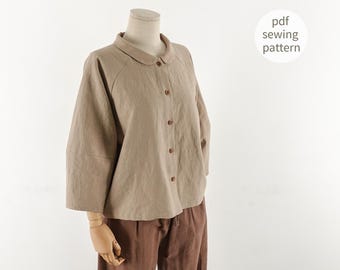 Easy Pattern | Raglan Blouse Sewing Pattern for Women | Balloon Sleeve Blouse Sewing Pattern | Beginner Sewing | Womens Clothing PDF Pattern
