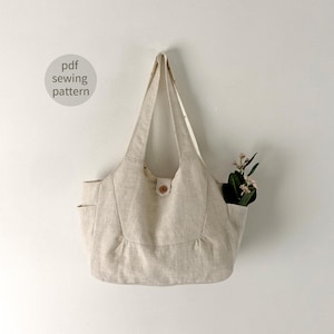 Easy Pattern | Button Tote Bag Sewing Pattern | 3 Sizes | Shoulder Bag Pattern | Beginner Sewing | Hobo Bag PDF Pattern | Woven Bag Pattern