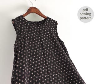 A-Line Tank Top Dress Sewing Pattern: Women's Sleeveless Maxi Tunic (PDF Pattern)