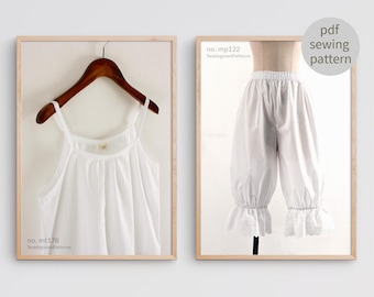 Camisole Slip & Ruffle Bloomer Set | Vintage Style Lingerie Pattern | DIY Nightwear Sewing Tutorial | 3 Lengths Included | Digital Download