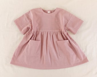 Girl and Baby High Waist Drop Shoulder Dress Sewing Pattern | Toddler Children Clothes Sewing pattern | Kids Top PDF Pattern
