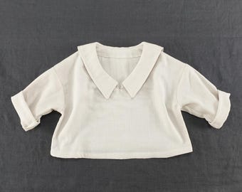 Sailor Collar Blouse Sewing Pattern | Gender Neutral Kids Top | Short,  Long Sleeve | Rounded. Pointed Collar | Loose Fit Drop Shoulder PDF