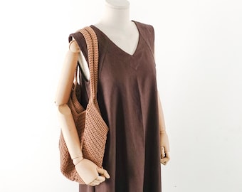 Easy Pattern | A Line Sleeveless Dress PDF Sewing Pattern for Women | Tank Top Dress Pattern | Long Dress Pattern | V-Neck Dress | Pockets