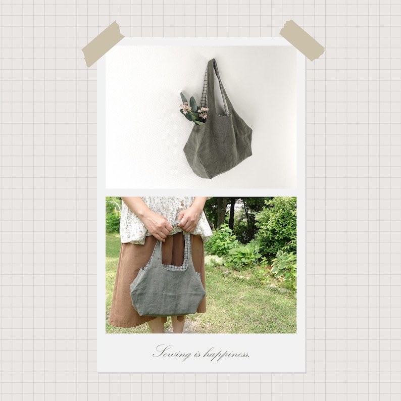 Minimalist Bag Sewing Pattern | Pentagonal Shoulder Bag Sewing Pattern | 3sizes | Hand Bag Easy Sewing Pattern | Tote Bag Pattern image 2