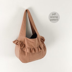 Frill Hobo Bag Schnittmuster | Rüschen Schultertasche Muster | Frill Tragetasche Muster | 3 Größen | Niedliche Tasche Schnittmuster | Anfänger Nähen