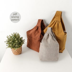 Einfaches Muster | Bucket Bag Schnittmuster | Kordelzug Tasche Schnittmuster | Beutel Tasche PDF Pattern | Projekttasche | 3Größen | Sofort Download