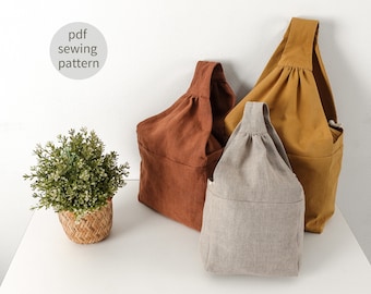 Easy Pattern | Bucket Bag Sewing Pattern | Drawstring Bag Sewing Pattern | Pouch Bag PDF Pattern  | Project Bag | 3Sizes | Instant Download