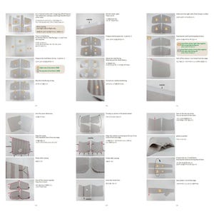 May include: A multi-page instructional guide for sewing a fabric bag, featuring numbered pattern pieces, diagrams of fabric layers, interfacing, and step-by-step sewing directions with arrows and text in English and Korean throughout the document.