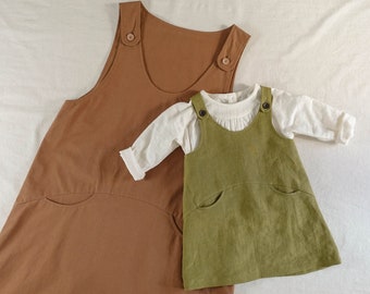 Easy Matching Pattern | Mommy and Me A Line Overall Jumper Dress Pattern  A-Line Dress with Straps | Baby Kid Pinafore | Kids & Adults