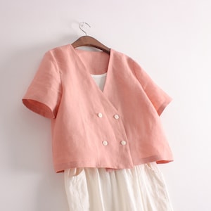 Patrón fácil / Chaqueta corta cruzada con cuello en V vintage para mujer / Patrón de costura en PDF / Patrón de blusas / Costura para principiantes / XXS - 5XL