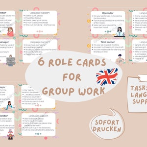 Englischunterricht Role Cards for Group Work