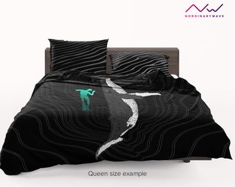 Whale Queen Bedding, Scuba Diving Twin Duvet Cover, Underwater World Couch Pillow Combo B13