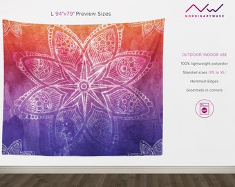 Ombre Star Mandala Large Tapestry, Zen Medium Tapestries, Chakra College Wall Hanging WT1