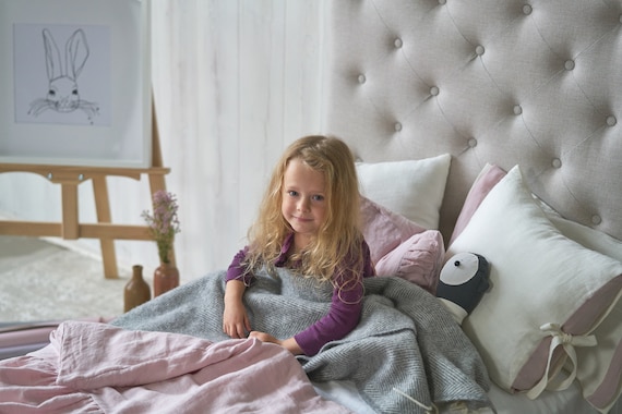 Girls Pink Bedding Set Kids Linen Bedding Set Pink Children Etsy
