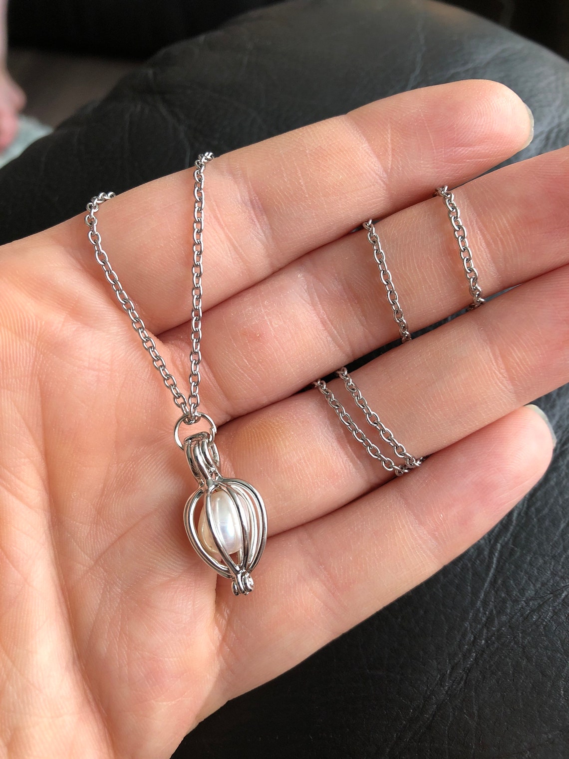 Pearl in a cage necklace Clearance