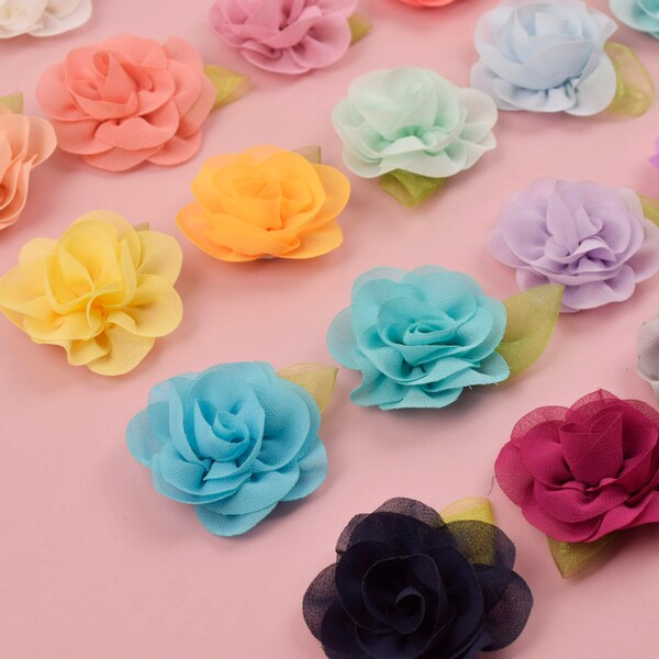 Soft 2.4 inches Fabric Flower,DIY Baby Headbands, Bulk Chiffon Flower Heads, Craft Supplies, Tutu Dress Flowers,Wedding Sash Flowers Supply