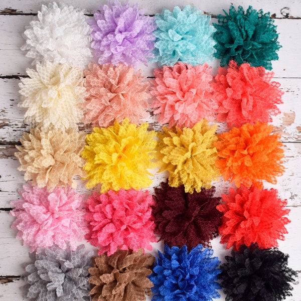 4" Lace Flowers,Fluffy Flower for Hair Accessories ,Fabric Flower Supplies,DIY Craft Flower Supplies,Wedding Sash,20 Colors Option