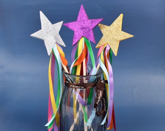 Rainbow Fairy Wand,Magical shimmer star wands,fairy princess wand,magic wand, star wands,kids party favors,fairy wand