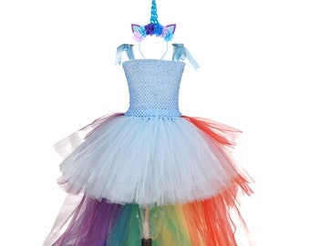 High Low Unicorn Costume, Unicorn Tutu Dress, Kids Unicorn Costume, Rainbow Unicorn Tutu, Unicorn Birthday Outfit