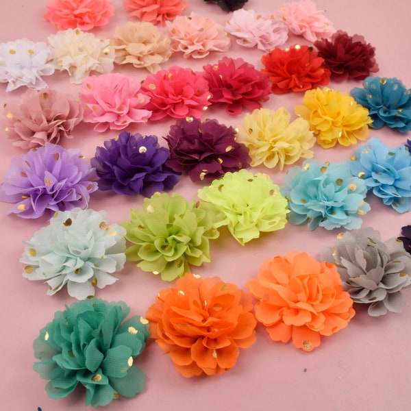 2.75 « Tissu de mousseline Or Polka Dot Fleurs, Mousseline De Fleurs, Bricolage Artisanat Fleurs Fournitures, Ceinture de mariage, Baby Shower Fleurs Artisanat