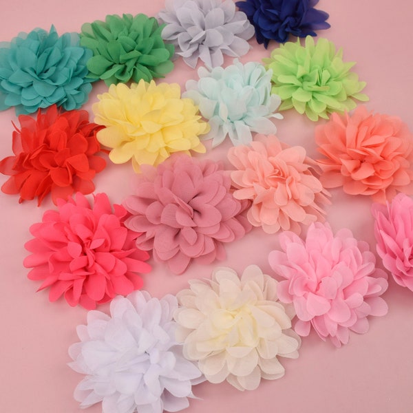 Quality 4" Chiffon Flowers,Fluffy Flower for Hair Accessories ,Fabric Flower Supplies,DIY Craft Flower Supplies,Wedding Sash Flower Supply