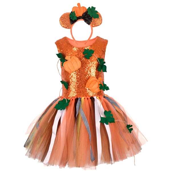 Robes de tutu de citrouille pour filles, costume d’Halloween pour enfants, costume de tutu orange d’automne, robe de fête d’anniversaire, robes d’accessoires photo, costume d’habillement, cadeau pour enfants