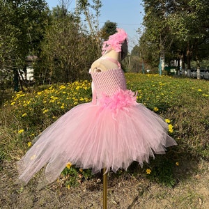 Mädchen Flamingo Tutu Kostüm, High Low Tutu Kleid, Rosa mit Federkleid, Kinder Geburtstagsparty Geschenk, Mädchen Halloween Kostüm