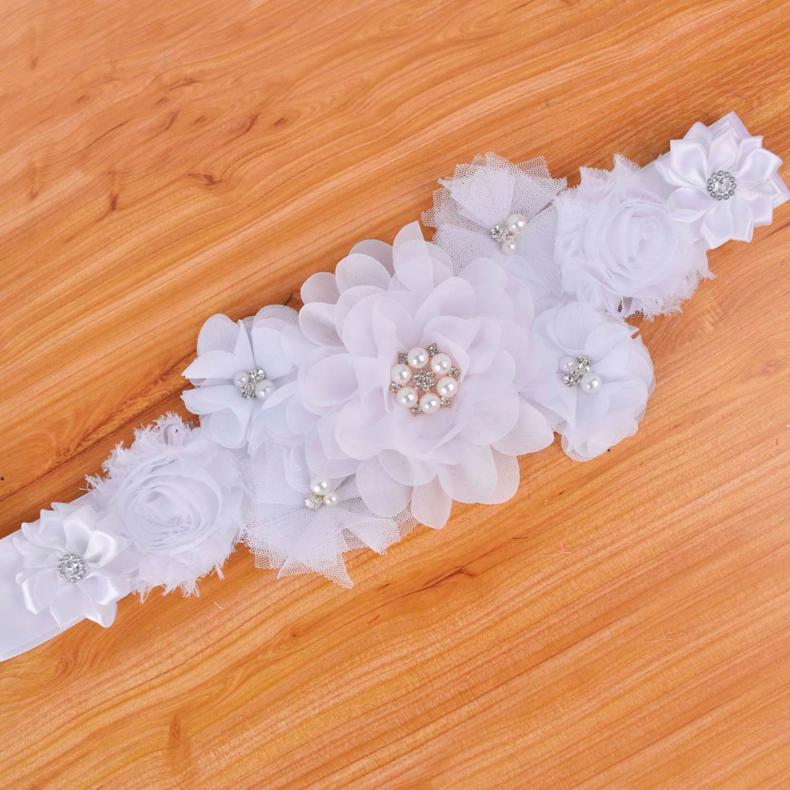 Pure White Flower Sash Bridal Sash Flower Girl Etsy