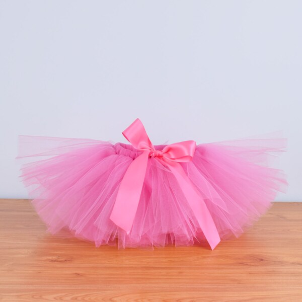 Deep Pink Baby Girl Tutu Skirt,Fluffy Tutus,Newborn Photo Props,Baby Birthday Tutu Costume,solid color tulle skirt,Baby Cake Smash