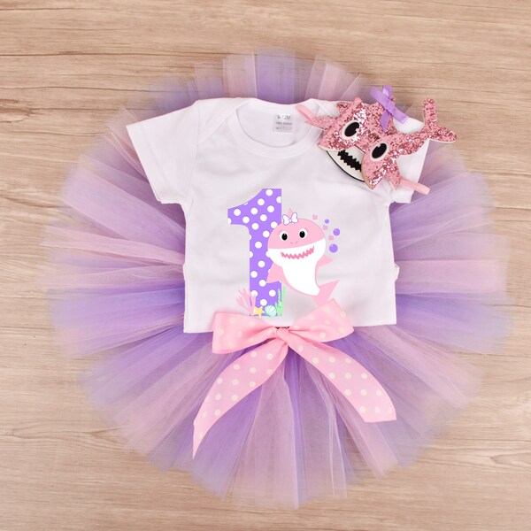 Baby Girls Baby Shark 1st Birthday Outfit, Sweet 1 shark baby tutu falda, Baby shark Birthday Tutu Set, 1st birthday girls, Cake Smash