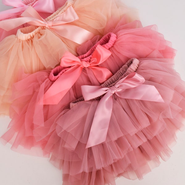 Baby Tutu Bloomer, Baby Girl Fluffy Tutu Skirt, Nouveau-né Photo Props, Baby Tutu Costume, Nylon Tulle Baby Bloomers, Cotton Baby diaper cover