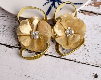 Gold Baby Barefoot Sandals-Baby shoes-Toddler Sandal-Newborn Sandal- Newborn Shoes-Baby Sandals -Baby Girl Barefoot Shoes-4 color options