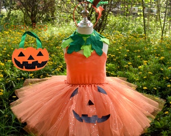 Girls Pumpkin Tutu Dress,Kids Halloween Costume,Fall Tutu Costume,Birthday Party Tutu Dress,Photo Props Dresses,Dress Up costume,Kids gift