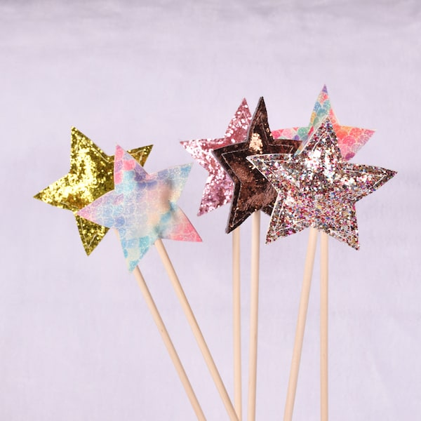 Magical Glitter Star Wands, fairy princess wand,girls costume accessories, magic wand, star wands,kids party favors,fairy wand