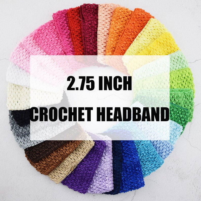 2.75 Inch Crochet Headband-Tutu Crochet Waistband-Waffle Crochet Headbands-Baby Girl Soft Headband Accessories-30 Color Options image 1