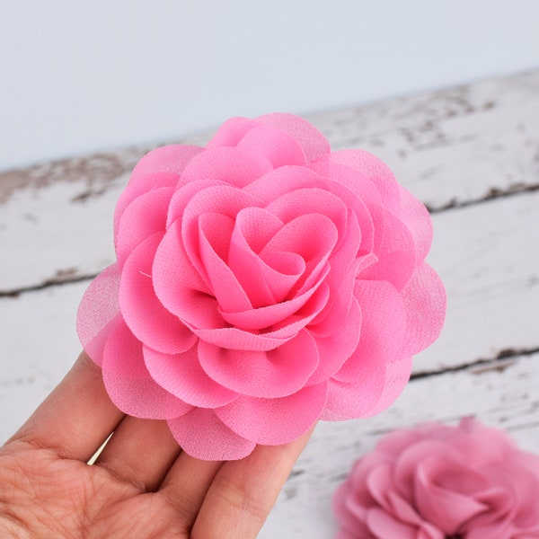 Soft Rose 3" Chiffon  Flowers,Fluffy Flower for Hair Accessories ,Fabric Flower Supplies,DIY Craft Flower Supplies,Wedding Sash,Baby Shower