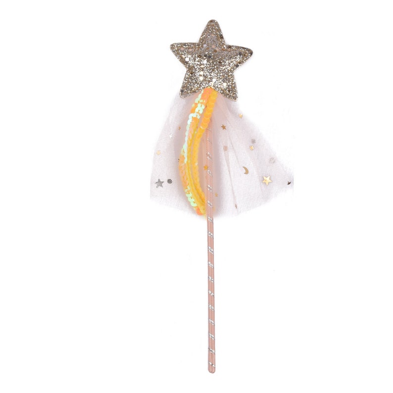 Magical shimmer star wands, fairy princess wand,girls costume accessories, magic wand, star wands,kids party favors,fairy wand Yellow