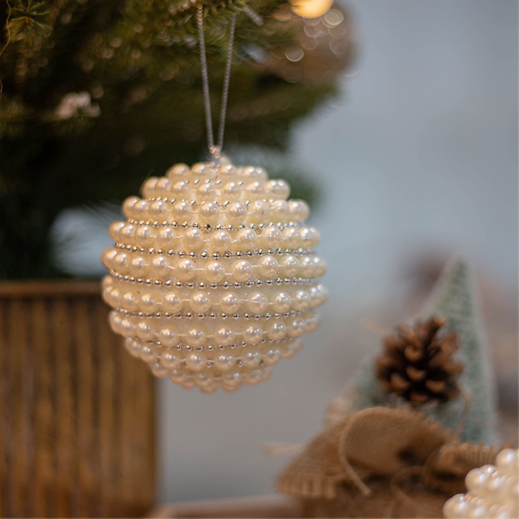 White pearl christmas balls Clearance