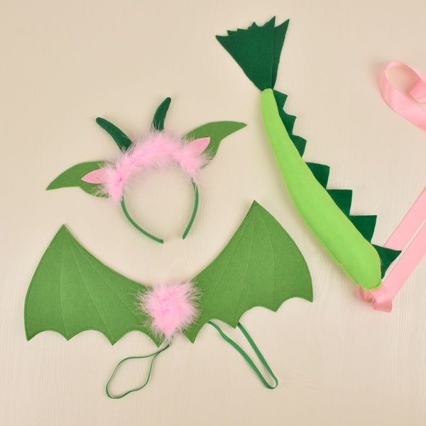 Dinosaur Tail,Dragon Tail for dress up,Dino birthday party favors,Boys plays,Dino Tail costume,Dragon wings and headband,Halloween Costume