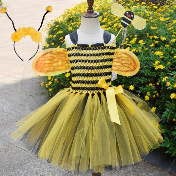 Girls Bee Tutu Costume Set,kids Birthday Party Tutu Dress,yellow