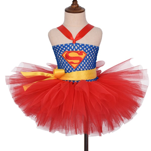 Supergirl Inspired Tutu Dress,Girls Party Dress,Halloween Costume,Superhero TUTU Dress