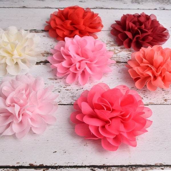 4,5 "Chiffon Blumen, flauschige Blume für Haarschmuck, Stoff Blumen Lieferungen, DIY Handwerk Blumen Lieferungen, Hochzeit Schärpe