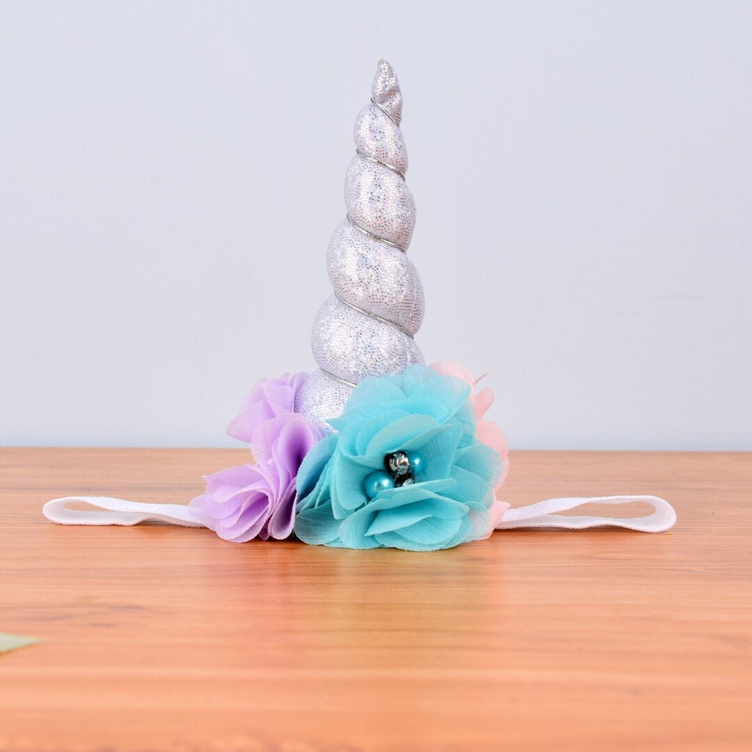 Flower Unicorn Headbands,white Glitter Unicorn Horn,kids Unicorn