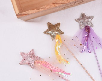 Magical shimmer star wands, fairy princess wand,girls costume accessories, magic wand, star wands,kids party favors,fairy wand