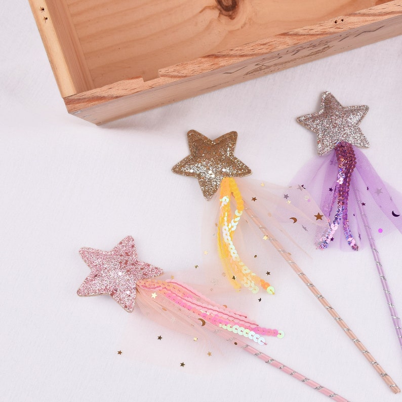 Magical shimmer star wands, fairy princess wand,girls costume accessories, magic wand, star wands,kids party favors,fairy wand image 1